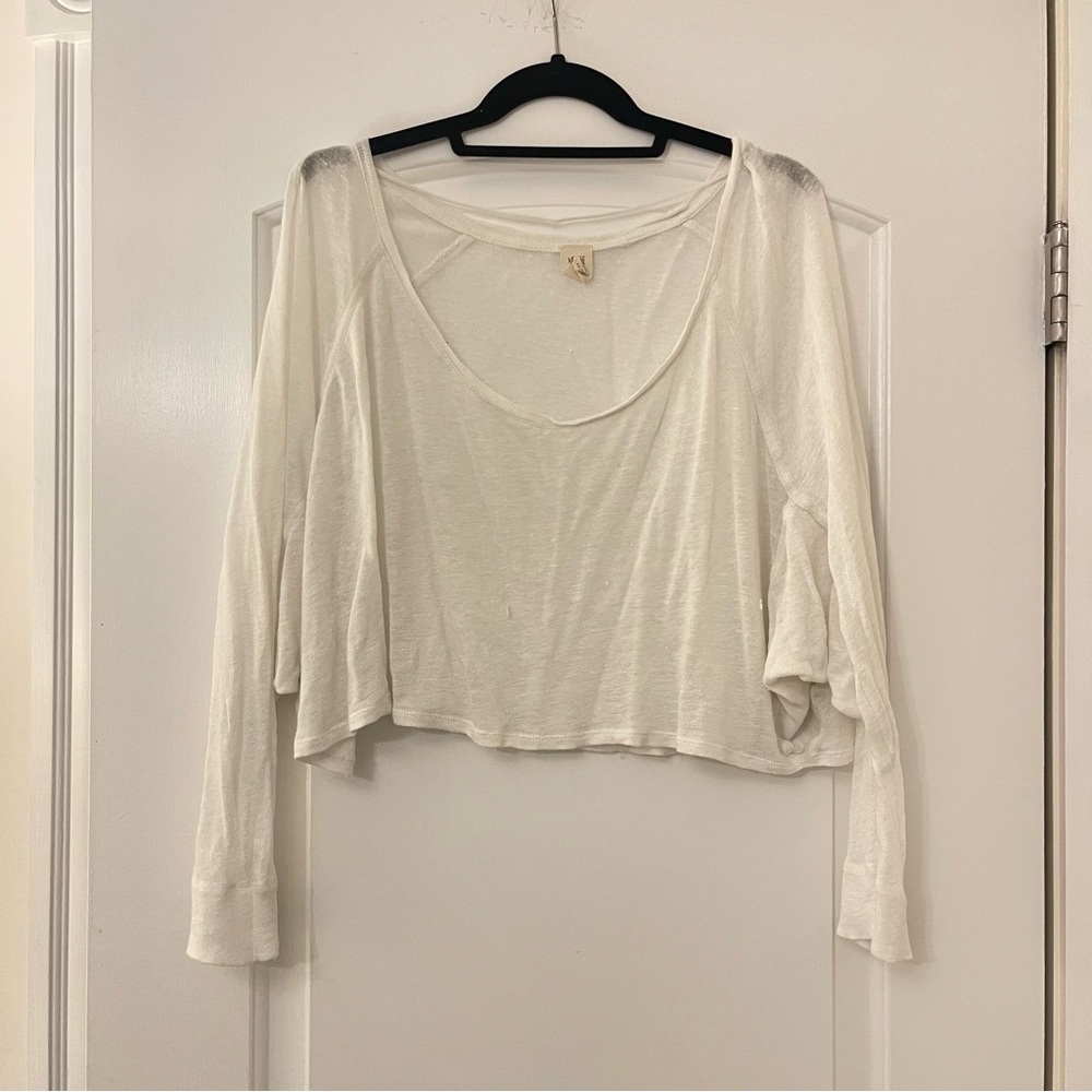We The Free White Long Sleeve Crop Top